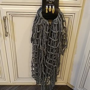 Scarf, grey with silver threading